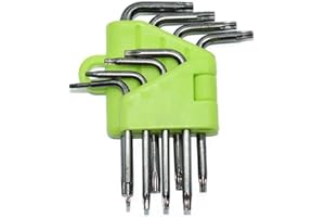 8-Piece L-Shape Torx Wrench Set – T5, T7, T8, T9, T15, T20 Hex Key Screwdrivers with Hole Design, Chrome Vanadium Steel, Comp