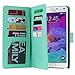 ULAK Note 4 Case, Galaxy Note 4 Case, Galaxy Note 4 Wallet Case,Pu Leather Magnet Wallet Credit Card Holder Flip Cover Built-in 9 Card Slots Stand Case for Samsung Galaxy Note 4(Minimal Mint Stripes)