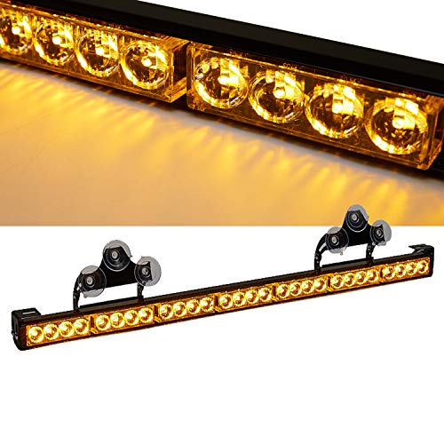 SmallfatW 32 Inch 28 LED Strobe Light Bar Car Truck Hazard Emergency Warning Windshield Flash Light Bar with Cigar Lighter and Suction Cups (Amber) SmallfatW 32 Inch 28 LED Strobe Light Bar Car Truck Hazard Emergency Warning Windshield Flash Light Bar with Cigar Lighter and Suction Cups (Amber)