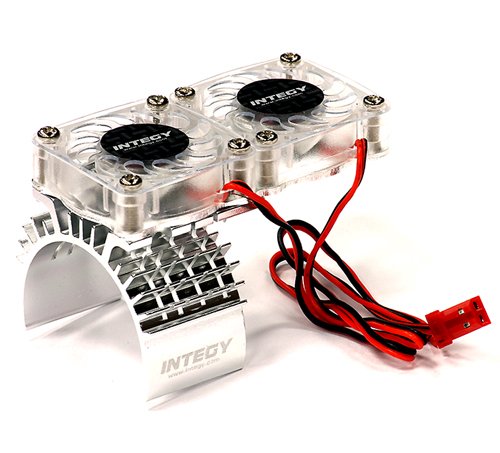Integy Hobby RC Model T8534SILVER Motor Heatsink + Twin Cooling Fan for Traxxas 1/10 Slash 4X4 (6808)
