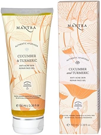 Mantral Authentic Ayurveda Cucumber & Turmeric Anti-Acne Skin Repair Face Gel FREE from chemicals, Silicon, Paraben, and Paraffin (100 ml / 3.38 fl oz)