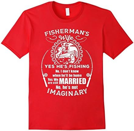 Men's Women's Humor Fisherman's Wife Shirt XL Red