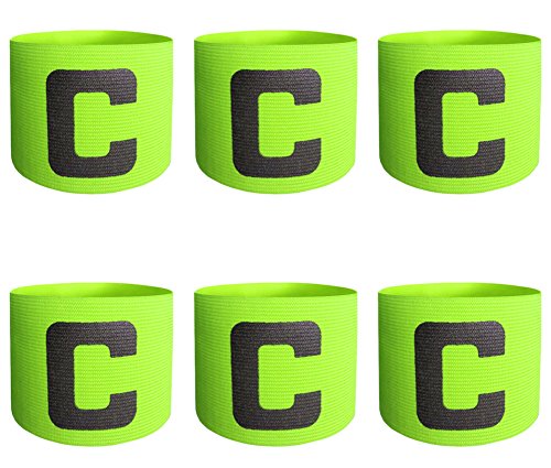 Ancefine Elastic Adult Youth Soccer Captain Armband,6-Pack (Green)