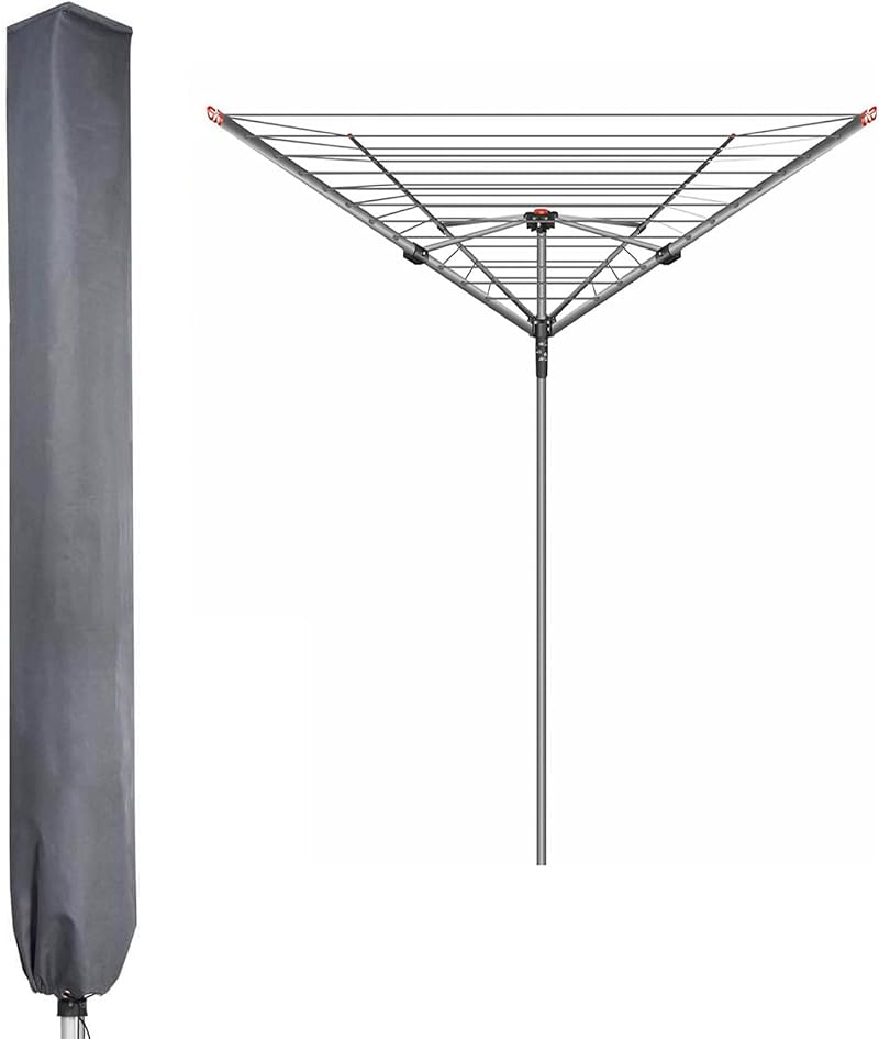 PATIO PLUS Large Whirly Rotary Washing Line Cover 16x16x180cm Grey