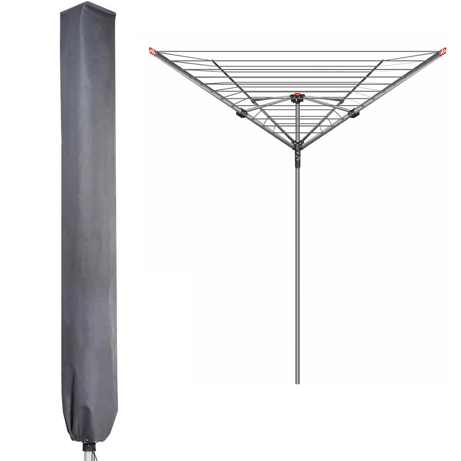 PATIO PLUS Large Whirly Rotary Washing Line Cover 16x16x180cm Universal Premium Durable ⌠Oxford fabric + PVC⌡ Protective Cover, Grey