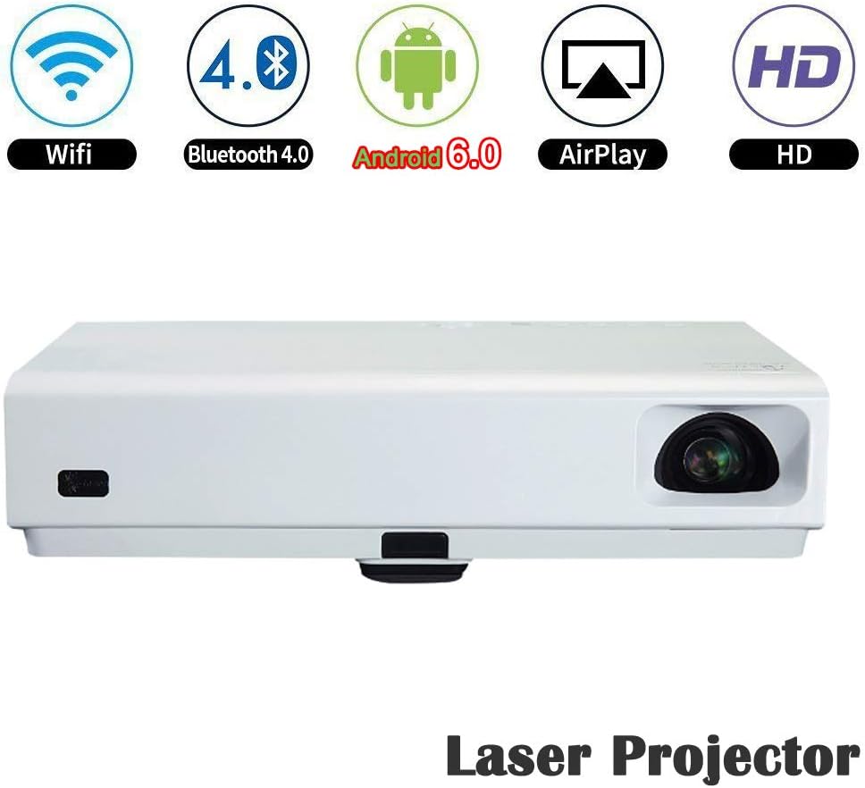 Android6.0 Laser Video Projector,Deeirao Home Theater 3D DLP Projector Support 1080P Full HD Hdmi USB Bluetooth4.0 YouTube Facebook Airply Wireless Mirroring Pearl White