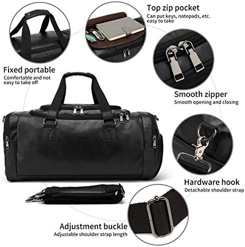 Travel Duffel Bag Leather with Shoe Compartment for Overnight Business Carry on Bag 3 Travel Duffel Bag Leather with Shoe Compartment for Overnight Business Carry on Bag