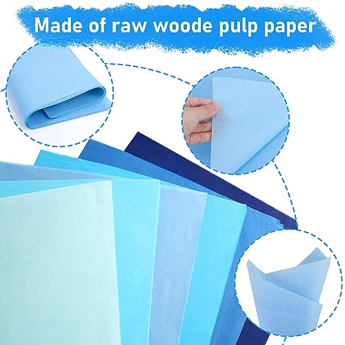 VGOODALL 450 Sheets Wrapping Tissue Paper, Gift Wrapping Paper Bulk Blue Tissue Paper for Gift Bags Gift Wrapping Crafts Decor 6 Colors
