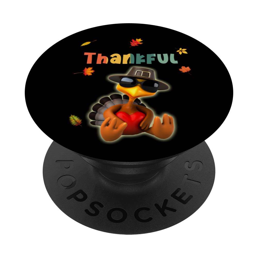 Lovely Turkey Pilgrim Hat Sunglasses Heart Foliage THANKFUL PopSockets Swappable PopGrip