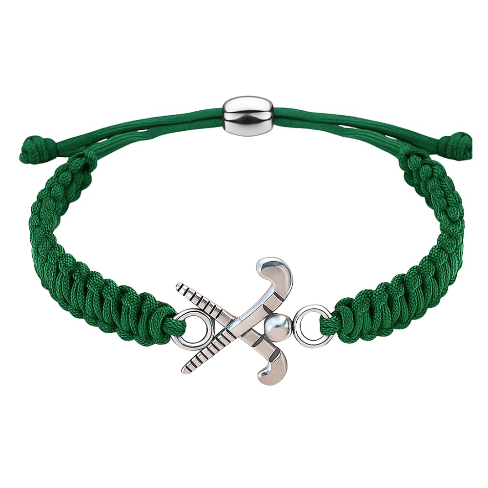 Sportybella Field Hockey Charm Bracelet - Adjustable for Girls With Stick Charm, Jewelry Gifts for Players, Teams & Coaches, Friendship Bracelet, Adjustable fits small to large wrists, Nylon, no