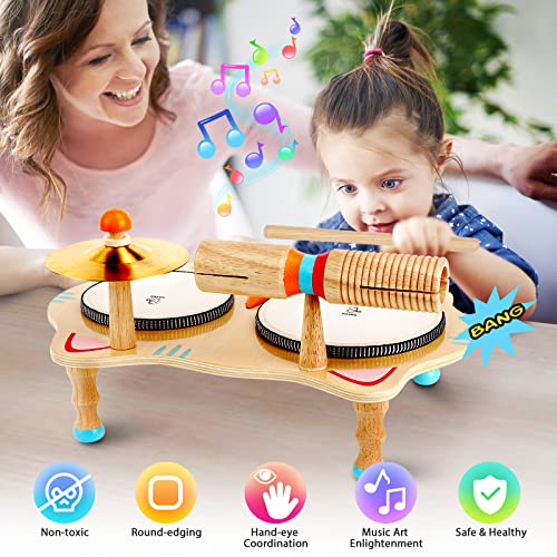 OATHX Kids Drum Set All in One Montessori Musical Instruments Set