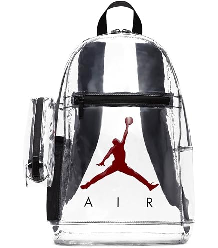 Nike 3 Brand Clear Backpack - Black - One Size (23L) | See through school bookbag for boys, girls, men, women. Zip main compartment, side mesh bottle pocket, padded shoulder straps