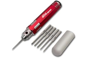 ANSAI Model Scriber with 5 Blades for Modeling Hobby Resin GK Carved Scribe line Cutting Tool Chisel + Rubber Cap Blades with Laser Mark