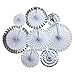 Ipalmay Decorative Fan, Hanging Paper Fans, Party Decorations Kit Silver, Set of 8