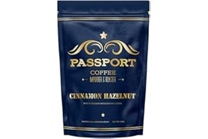 PASSPORT COFFEE AND TEA Passport Coffee Cinnamon Hazelnut – Medium roast blend from Colombia & Central America. Sweet & nutty flavored with rich aroma. Premium whole bean coffee, 12oz Bag