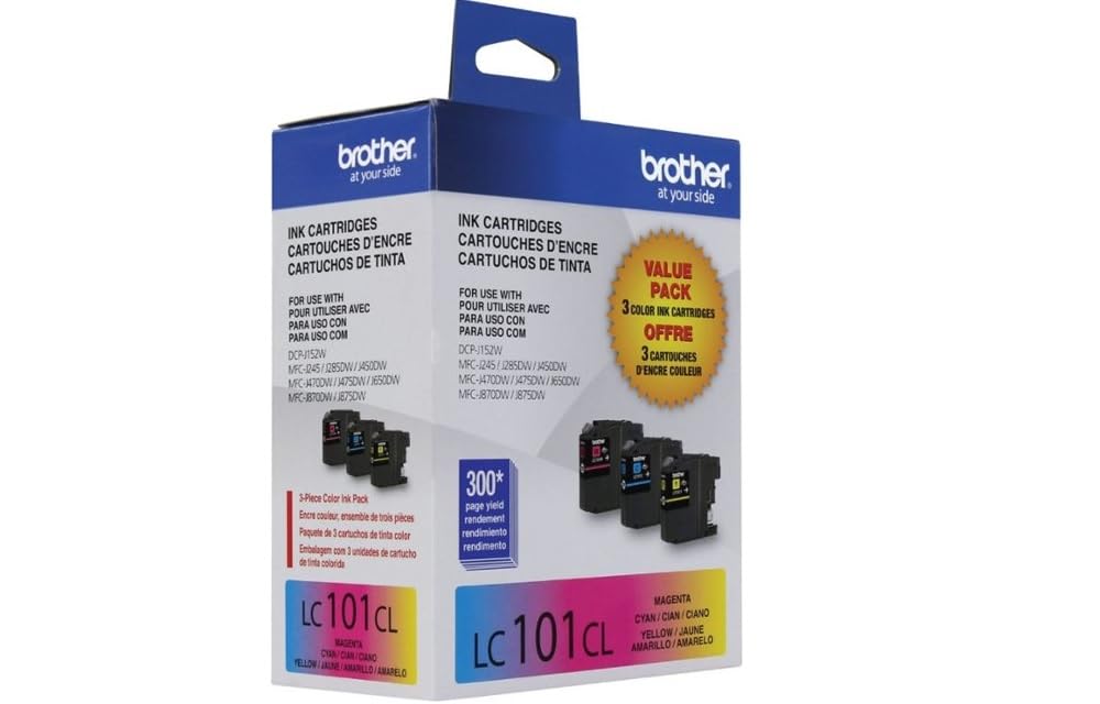 Brother LC101 3PKS Ink Cartridge - Cyan, Magenta, Yellow - 1 Each in Retail Packing