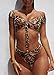 PRETTYGARDEN Women's Two Pieces Leopard Print Knot Front Crop Off-Shoulder High Cut Bandeau Bikini Sets Bathing Suit