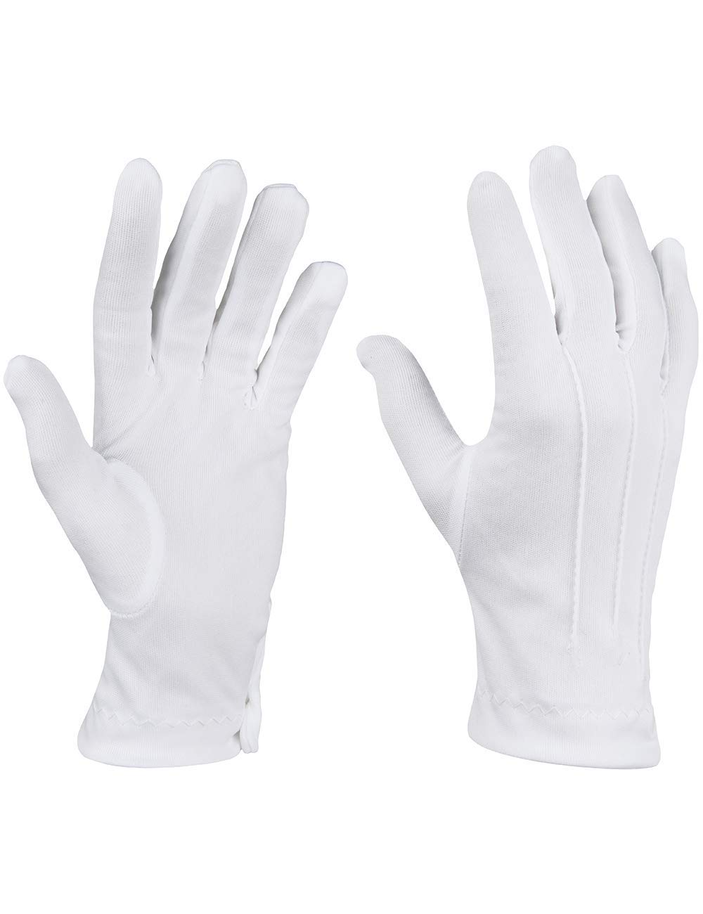 Balinco One size fits all white gloves with press stud and piping