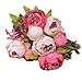 Kingfansion 1Bouquet 8 Heads Artificial Peony Silk Flower Leaf Home Wedding Party Decor (Hot Pink)