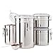 Kitchen Canisters Stainless Steel - Beautiful Canister Sets for Kitchen Counter, 4-Piece Small with Airtight Lids and Measuring Spoon - Tea Coffee Sugar Canisters by SilverOnyx - 4pc Clamp Lids