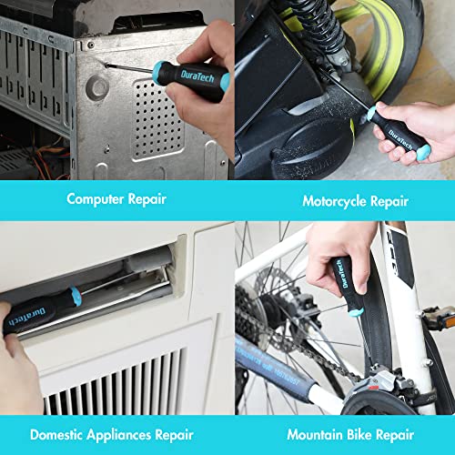 DURATECH 6PCS Magnetic Screwdriver Set with 180° Rotating Plastic Rack, 3 Phillips and 3 Slotted/Flat Head Precision Screwdriver