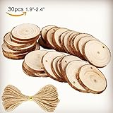 HANBEN Natural Wood Slices 30 Pcs Unfinished Predrilled 1.9
