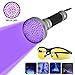 Blacklight Flashlight, 100 LED Ultra Violet UV Flashlight Handheld Blacklight Stain Detector with UV Safety Goggles to Spot Scorpions, Bed Bugs, Bodily Urine, Car Freon Leaks (Sliver)