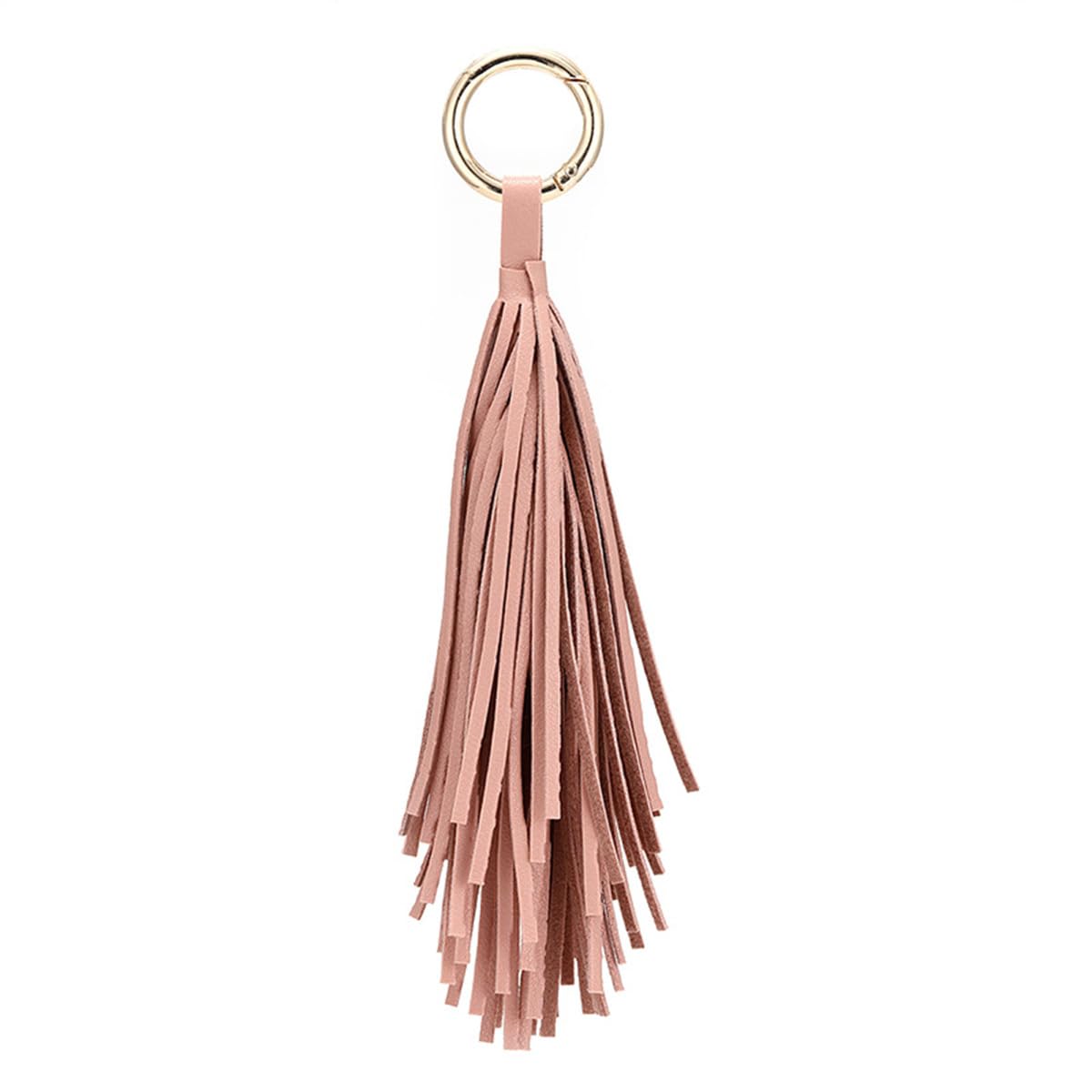 Amosfun Pink Leather Tassel Keychain Circle Key Rings Tassel Keychain Charm Bookmark Tassels Handbag Backpack Hanging Pendant Decor for Women Purse Decorations