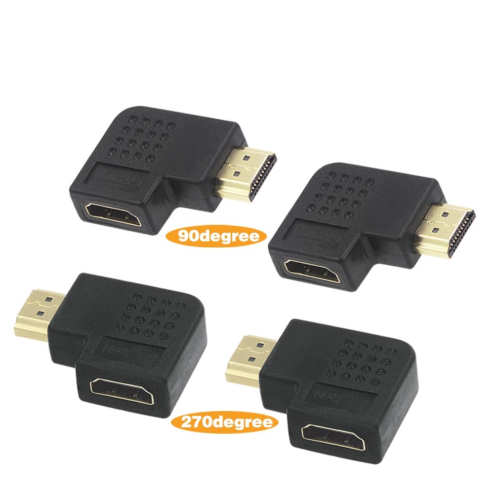 VCE 2 Combos HDMI 90 and 270 Degree Male to Female Vertical Flat Adapter