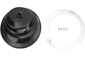 OUKENS 5.25in Gear Shift Boot Cover and Plate Kit with Chrome Ring 1651 Universal Replacement Dust Cover for Car Automotive Clutch, Includes Trim Ring and mounting Screws