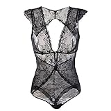 Varsbaby Women’s Sexy Lace Lingerie One Piece Deep V sheer Bodysuit