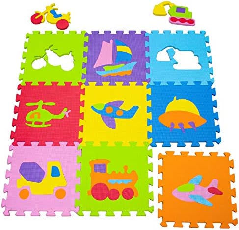 meiqicool Children Kids Puzzle Play Mat Colourful Catroon Non Toxic Foam Floor Tiles by 32 x 32 x 1.2cm Square 028