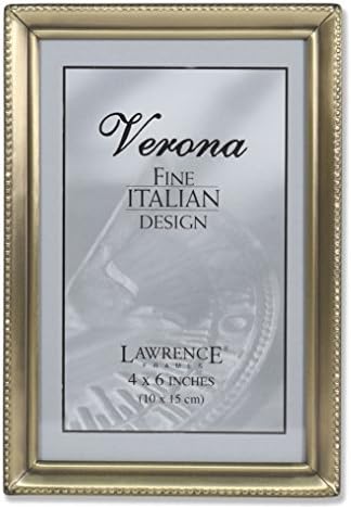 Lawrence Frames Antique Brass 4X6 Picture Frame Bead Border Design