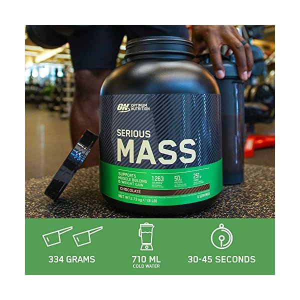 Optimum Nutrition Serious Mass Protein Powder High Calorie Mass Gainer with Vitamins, Creatine Monohydrate and Glutamine…