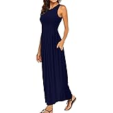 Hount Women's Summer Sleeveless Striped Flowy Casual Long Maxi Dress with Pockets
