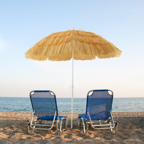 Amazon Com Outt 6 Ft Beach Pool Backyard Straw Thatch Tiki Umbrella Hula Beach Sun Shade Patio Use Beige Garden Outdoor