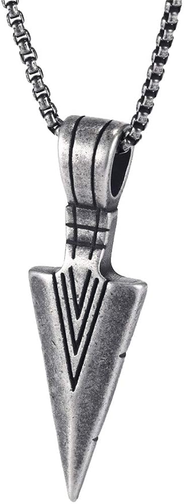 PAURO Men's Stainless Steel Jewelry Spear Point Arrowhead Pendant Necklace Gold/Silver