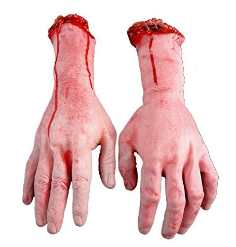 AOBOR Halloween Decoration Haunted House Scary Fake Bloody Broken Severed Hand Body Prank Party Props (Hands)