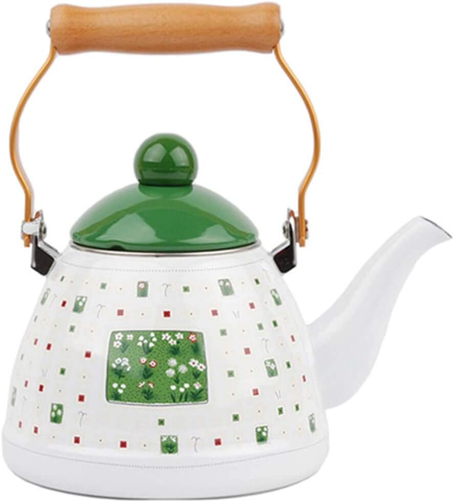 Redcrown Enameled Hot Water Tea Kettle, Stovetop Teakettle, 1.2 Quart, Green