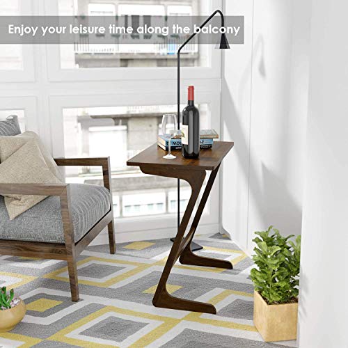 HOMFA Sofa Table End Table TV Tray ZShape Bamboo Snack Laptop Desk