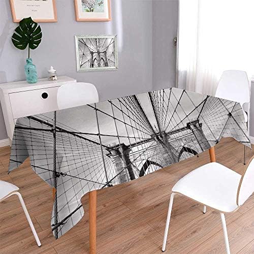 PINAFORE HOME Rectangle Polyester Tablecloth Table Cover Ponte di Brooklyn Nero Bianco Wedding Restaurant Party Banquet Decoration/Rectangle, 70 x 120 Inch