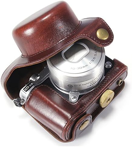 Shadow Shield Protective Leather Camera Case, Bag for Nikon 1 J5 with 10-30mm Compact System Camera (Dark Brown)