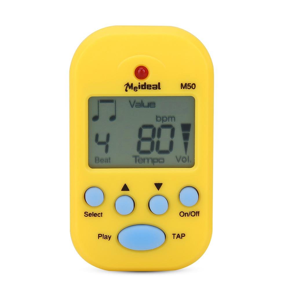 Mini Metronome, Portable Mini Metronome Multi-functional Clip-On Digital Beat Tempo Metronome for Piano Violin Guitar Trap Drum (Yellow)
