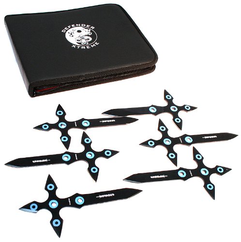Set of 6 Black 7" Throwing Knives With Carrying Case