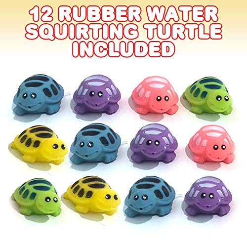 ArtCreativity Rubber Water Squirting Turtles, Pack of 12, Bathtub and