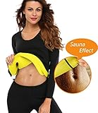 LAZAWG Women Slimming Sweat Long Shirt Weight Loss Neoprene Body Shaper Hot Sauna Suit Shapewear Black