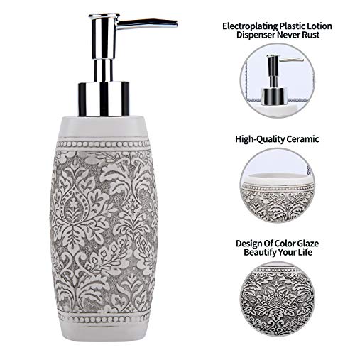 Fimary Resin Bathroom Accessories Set White - Including 4 Piece Noble White Bathroom Accessories Set Soap Dispenser, Toothbrush Holder, Tumbler, Soap Dish - Thumbnail 4