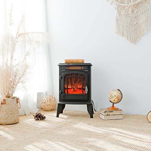 FLAME&SHADE Electric Wood Stove Fireplace Heater - Freestanding - Height 23in