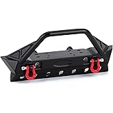 INJORA RC Bumper Metal Front Bumper with Tow Hooks and Lights for 1/10 RC Crawler TRX4 Axial SCX10 90046 & SCX10 III AXI03007