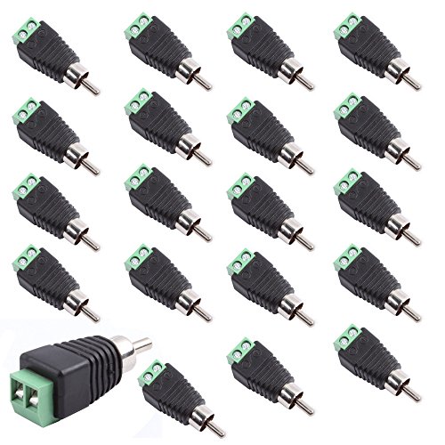 exgoofit Phono RCA Screws Male Female Plug to AV Screw Terminal Audio/Video Connector Adapter (Male Connector 20-Pack) - Thumbnail 4